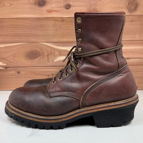 Red Wing Vintage Logger Work Leather Boots Burgundy Made USA Mens size 10 D - Picture 10 of 15